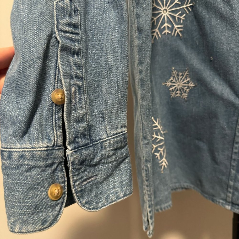 Vintage Quacker Factory Rhinestone Snowflake Denim Button Down - Size Medium‎ - Picture 6 of 10
